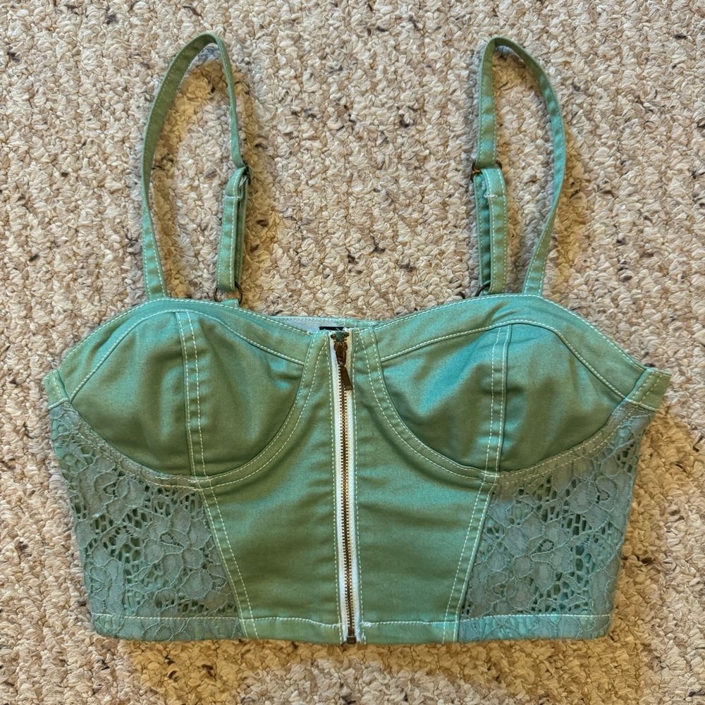 *3 for $9* Green Lace Corset Top